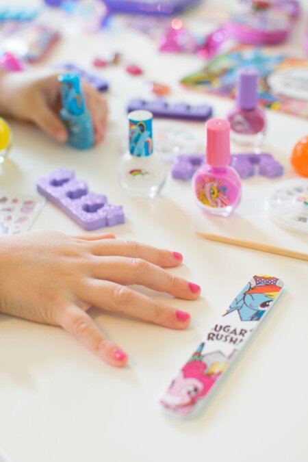 Mini manicure station with kid-friendly nail polish